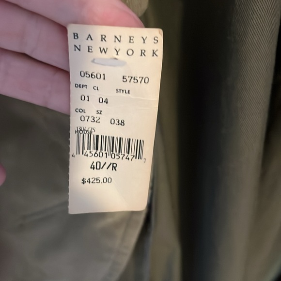 NWT vintage Barney’s NY men’s dark tan trench cost with brown collar - Picture 3 of 15
